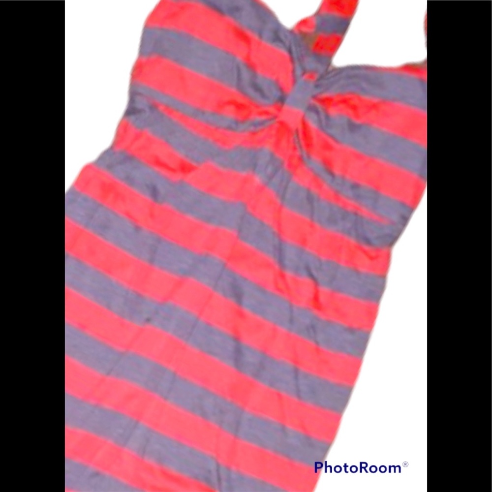 Large Tube dress striped pink & grey
